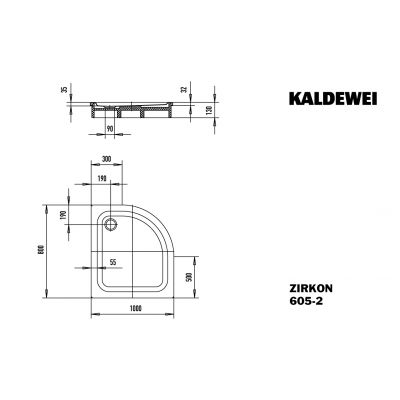 Brodzik półokrągły 100x80 cm biały 457048040001 Kaldewei Zirkon