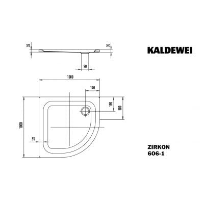 Brodzik półokrągły 100x100 cm biały 457100010001 Kaldewei Zirkon