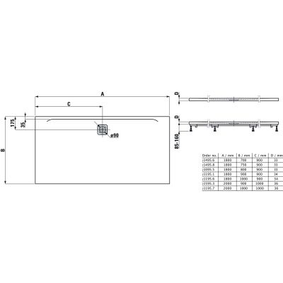 Brodzik prostokątny 180x80 cm biały H2109550000001 Laufen Pro