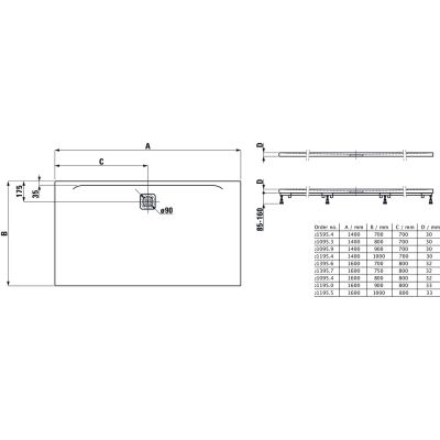 Brodzik prostokątny 140x90 cm biały H2109590000001 Laufen Pro
