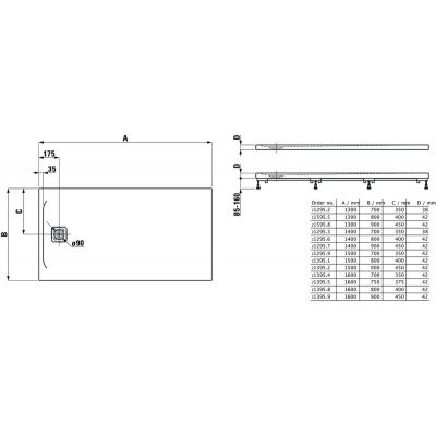 Brodzik prostokątny 140x80 cm biały H2129560000001 Laufen Pro