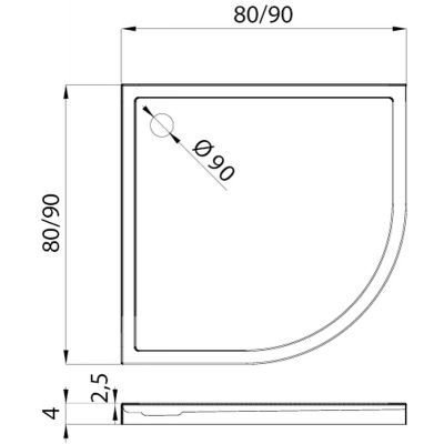 Brodzik półokrągły 90x90 cm B0382 New Trendy Cantare