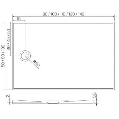 Brodzik prostokątny 120x80 cm biały B0461 New Trendy Nex