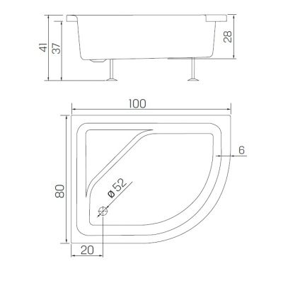 Brodzik półokrągły B0386 New Trendy New Maxima