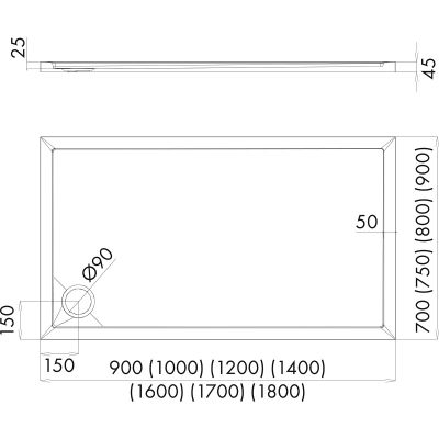 Brodzik prostokątny 120x70 cm biały 15001000 Oltens Superior