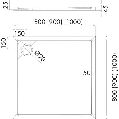 Brodzik kwadratowy 90x90 cm biały 17001000 Oltens Superior