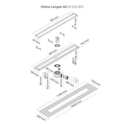 Odpływ prysznicowy 60 cm 30005300 Oltens Langan