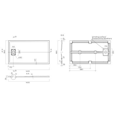 Brodzik prostokątny 140x80 cm biały 15106000 Oltens Bergytan