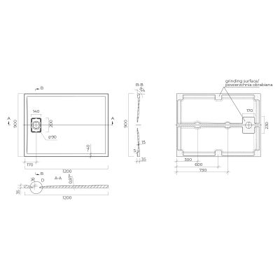 Brodzik prostokątny 120x90 cm biały 15104000 Oltens Bergytan