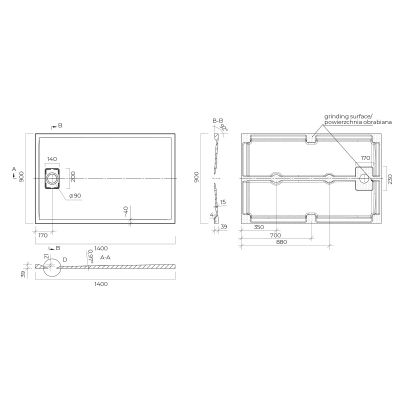 Brodzik prostokątny 140x90 cm beżowy 15107900 Oltens Bergytan