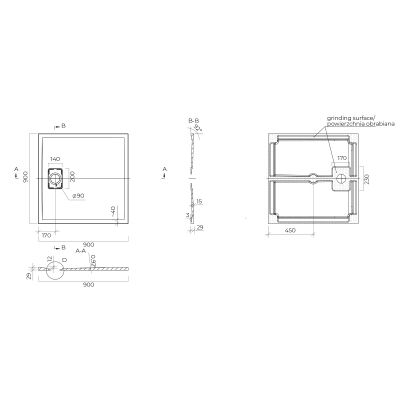 Brodzik kwadratowy 90x90 cm szary 17101700 Oltens Bergytan