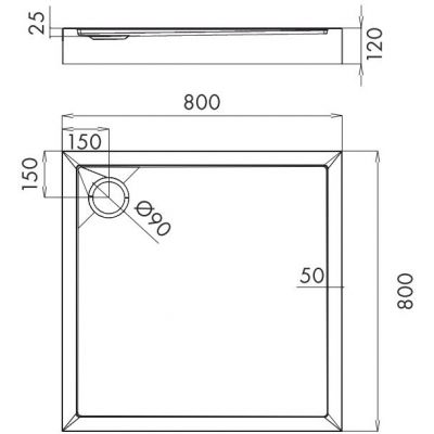 Brodzik kwadratowy 80x80 cm biały CAMDEN80KBP Omnires Camden