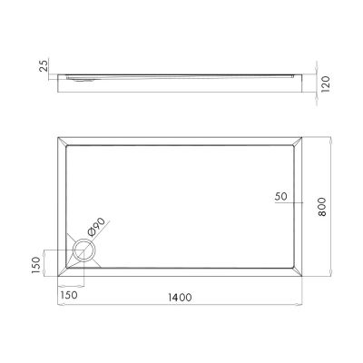 Brodzik prostokątny 140x80 cm biały CAMDEN80140PBP Omnires Camden