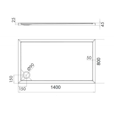 Brodzik prostokątny 140x80 cm MERTON80140PBP Omnires Merton