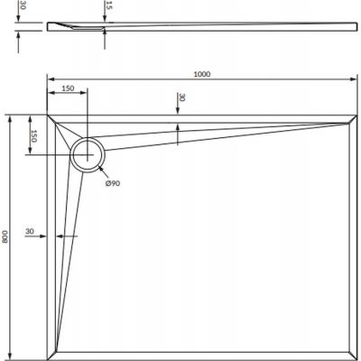 Brodzik prostokątny 100x80 cm czarny STONE80100BL Omnires Stone