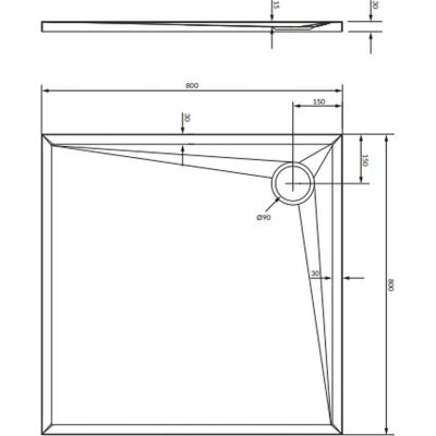 Brodzik kwadratowy 80x80 cm biały STONE80KBM Omnires Stone