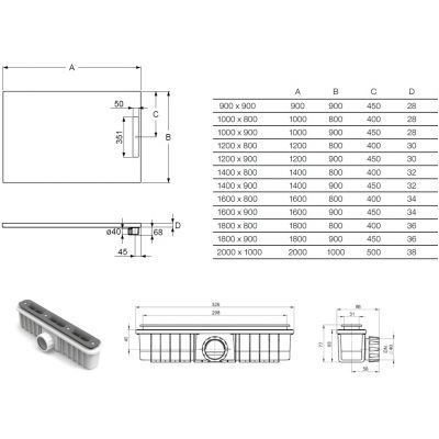 Brodzik prostokątny z syfonem 120x80 cm kawowy AP9014B032003660 Roca Pyros