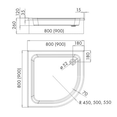 Brodzik półokrągły 3015 Schedpol Grawello