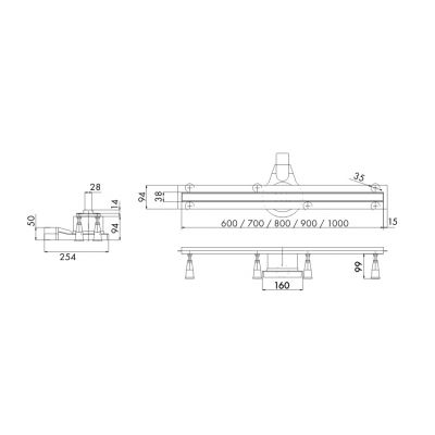 Odpływ prysznicowy 60 cm OL60SLX Schedpol Slim Lux