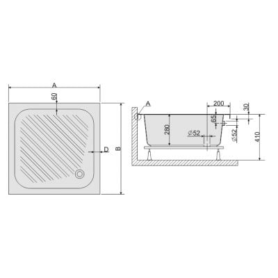 Brodzik kwadratowy 615010023001000 Sanplast Classic