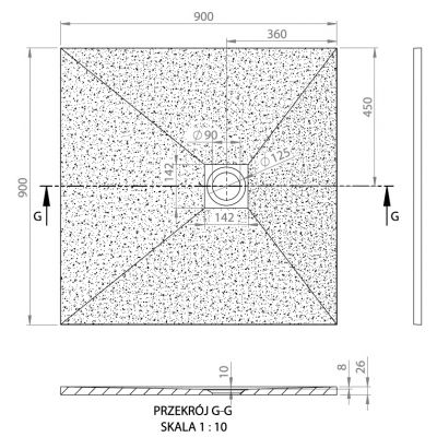 Brodzik kwadratowy 090090000260000 Vayer Kronos