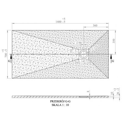 Brodzik prostokątny 140x70 cm 140070000210000 Vayer Kronos