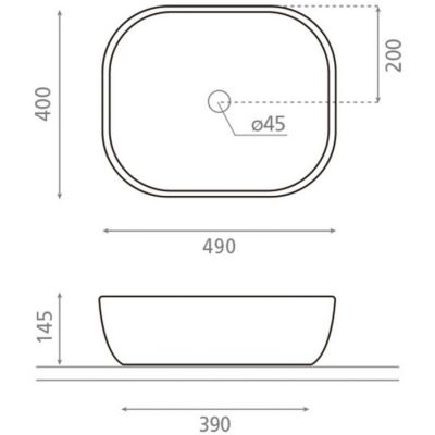 Umywalka 49x40 cm prostokątna nablatowa biała 4072 Bathco Spain Olea