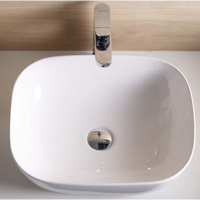 Umywalka 49x40 cm prostokątna nablatowa biała 4072 Bathco Spain Olea