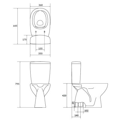 Miska kompakt WC K667075 Cersanit Arteco