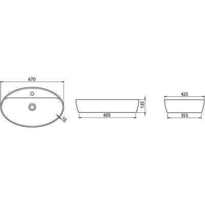 Umywalka owalna 67x42.5 cm 076500u CeraStyle One