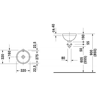 Umywalka 27.5x27.5 cm okrągła biały 0319270000 Duravit Architec
