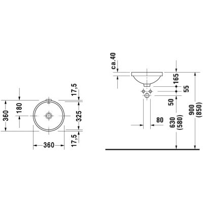 Umywalka 32.5x32.5 cm okrągła podblatowa biała 0319320000 Duravit Architec