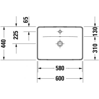 Umywalka 60x44 cm prostokątna wpuszczana biała 0357600027 Duravit D-Neo