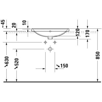Umywalka 60x44 cm prostokątna wpuszczana biała 0357600027 Duravit D-Neo