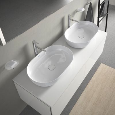 Umywalka 60x40 cm owalna nablatowa biała 03796000001 Duravit Luv