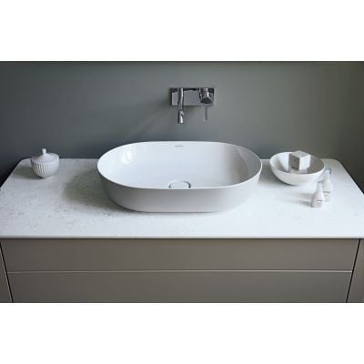 Umywalka 60x40 cm owalna nablatowa biała 03796000001 Duravit Luv