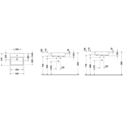 Umywalka 55x47 cm prostokątna biała 0382550000 Duravit Vero Air