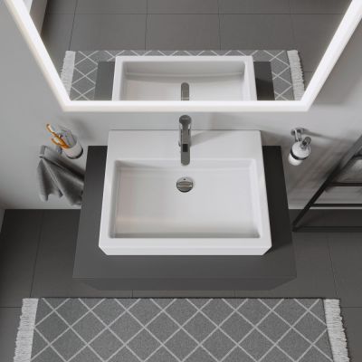 Umywalka 59.5x46.5 cm prostokątna nablatowa biała 04526000001 Duravit Vero