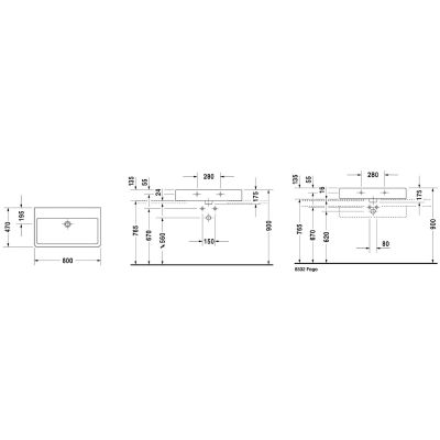 Umywalka 70x47 cm prostokątna ścienna-meblowa biała 0454700027 Duravit Vero