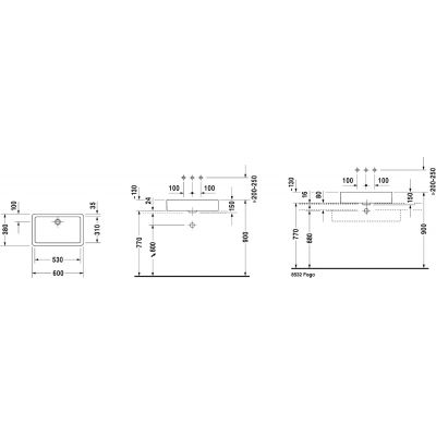 Umywalka 60x38 cm prostokątna nablatowa biała 04556000001 Duravit Vero