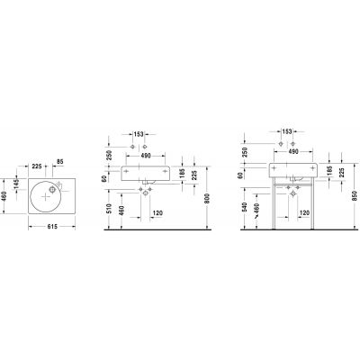 Umywalka 61.5x46 cm prostokątna ścienna-meblowa biała 0684600000 Duravit Design Classics