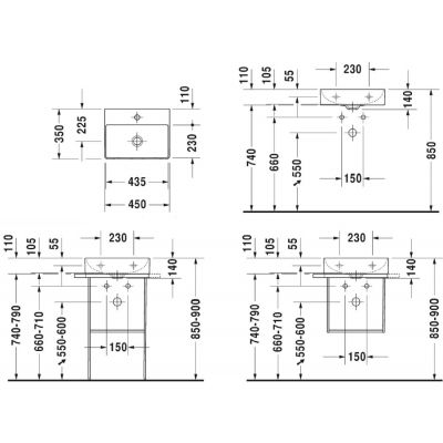 Umywalka 45x35 cm prostokątna meblowa biała 07324500411 Duravit DuraSquare