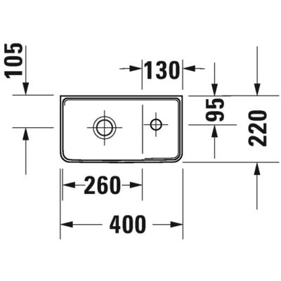 Umywalka 40x22 cm prostokątna ścienna biała 0739400041 Duravit D-Neo