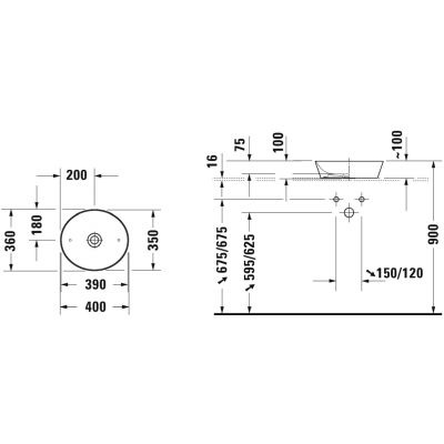 Umywalka 40x36 cm owalna nablatowa biała 2328400000 Duravit Cape Cod