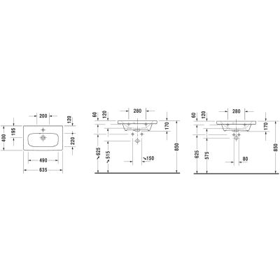 Umywalka 63.5x40 cm prostokątna meblowa biała 2337630000 Duravit DuraStyle