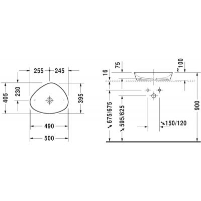 Umywalka 50x40.5 cm nablatowa biała 2339500000 Duravit Cape Cod