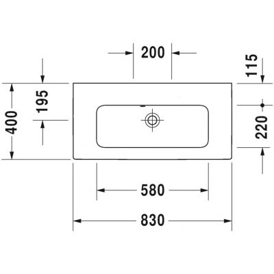 Umywalka 83x40 cm prostokątna meblowa biała 2342830060 Duravit ME by Starck