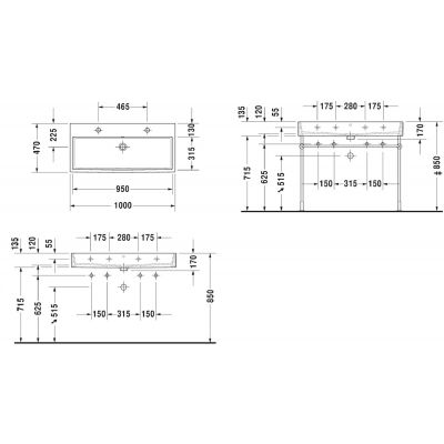 Umywalka 100x47 cm prostokątna meblowa biała 2350100070 Duravit Vero Air