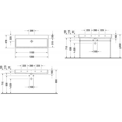 Umywalka 120x47 cm prostokątna meblowa biała 2350120070 Duravit Vero Air