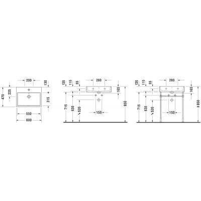 Umywalka 60x47 cm prostokątna meblowa biała 2350600000 Duravit Vero Air